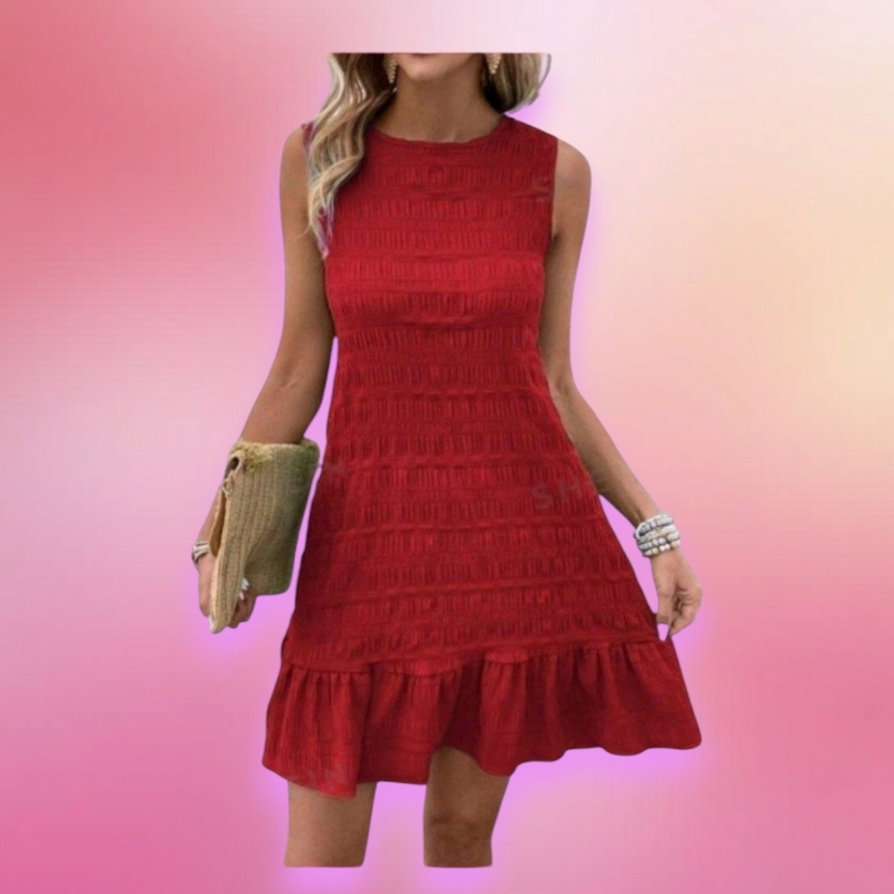 Frenchy Women's Solid Color Back Tie Sleeveless Dress